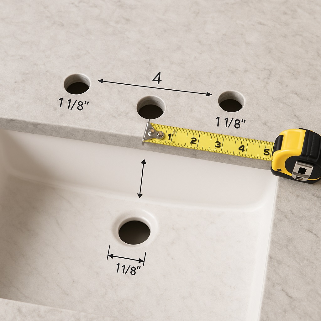 Diagram of vanity and faucet clearances at an accessible lavatory